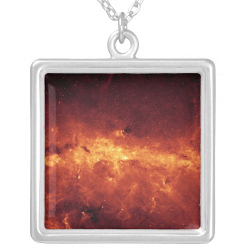 The Milky Way center aglow with dust Silver Plated Necklace