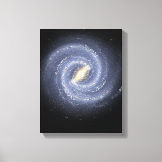 The Milky Way Galaxy (annotated) Canvas Print (Front)