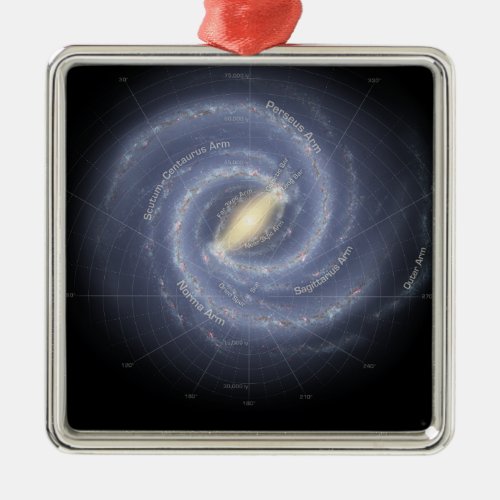 The Milky Way Galaxy annotated Metal Ornament