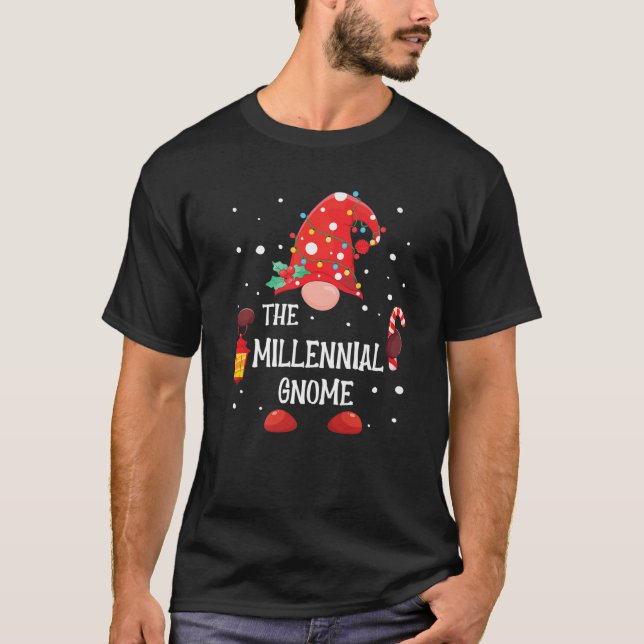 The Millennial Gnome Matching Family Christmas Gno T-Shirt (Front)
