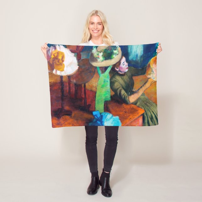 The Millinery Shop, Edgar Degas Fleece Blanket (In Situ)