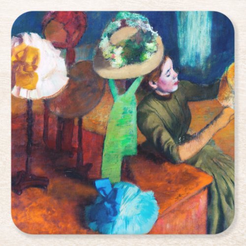 The Millinery Shop Edgar Degas Square Paper Coaster