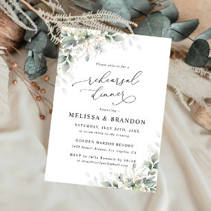 The Minimal Eucalyptus Wedding Rehearsal Dinner  Invitation