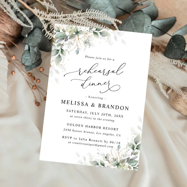 The Minimal Eucalyptus Wedding Rehearsal Dinner  Invitation (Creator Uploaded)