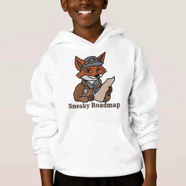The Minimalist Fox's Secret Map Adventure | Funny Hoodie (Front)