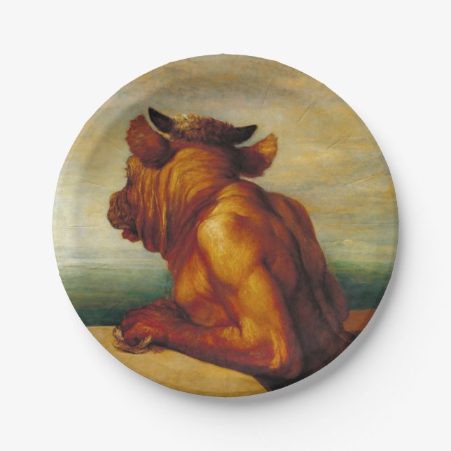 The Minotaur (by George Frederic Watts) Paper Plates (Front)