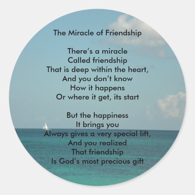 The Miracle of Friendship Classic Round Sticker (Front)