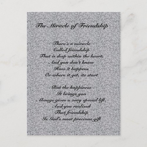 The Miracle of Friendship poem Postcard