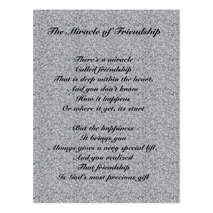 The Miracle of Friendship poem Postcard