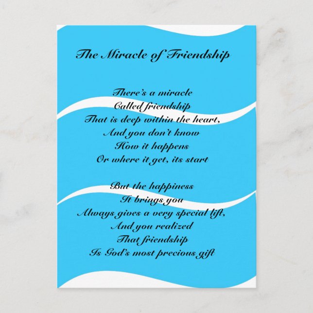 The Miracle of Friendship poem Postcard (Front)
