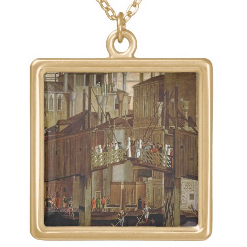 The Miracle of the Relic of the Holy Cross detail Gold Plated Necklace