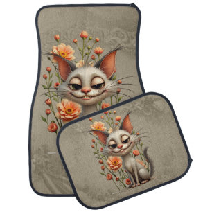 The mischievous cat car floor mat