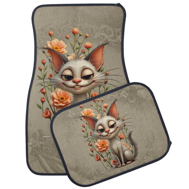 The mischievous cat  car floor mat (Set)