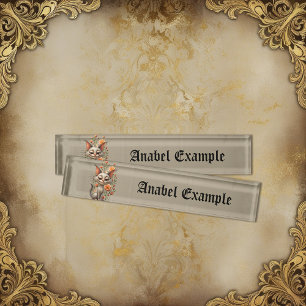 The mischievous cat desk name plate
