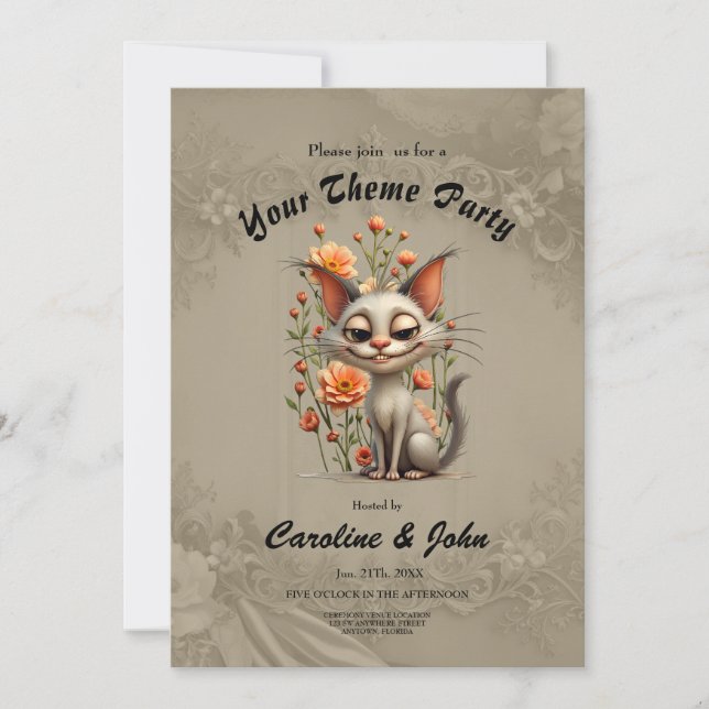 The mischievous cat  invitation (Front)