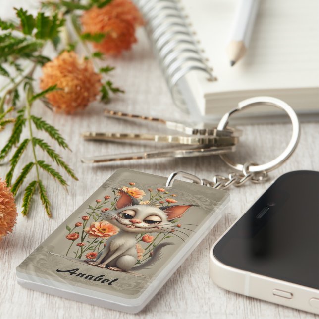 The mischievous cat  keychain (Front Right)