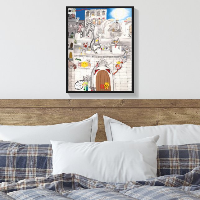 The Mischievous Gargoyles Canvas Print (Insitu(Bedroom))