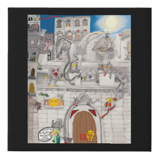 The Mischievous Gargoyles Faux Canvas Print