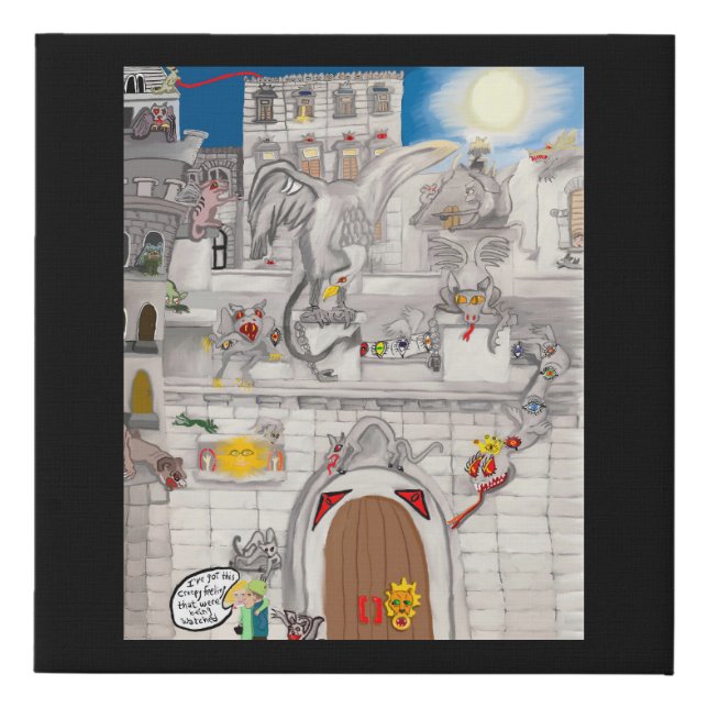 The Mischievous Gargoyles Faux Canvas Print (Front)