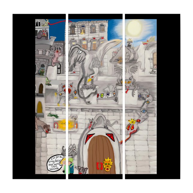 The Mischievous Gargoyles Triptych (Front)