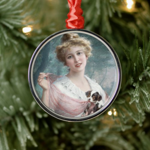 The Mischievous Puppy by Emile Vernon Metal Ornament