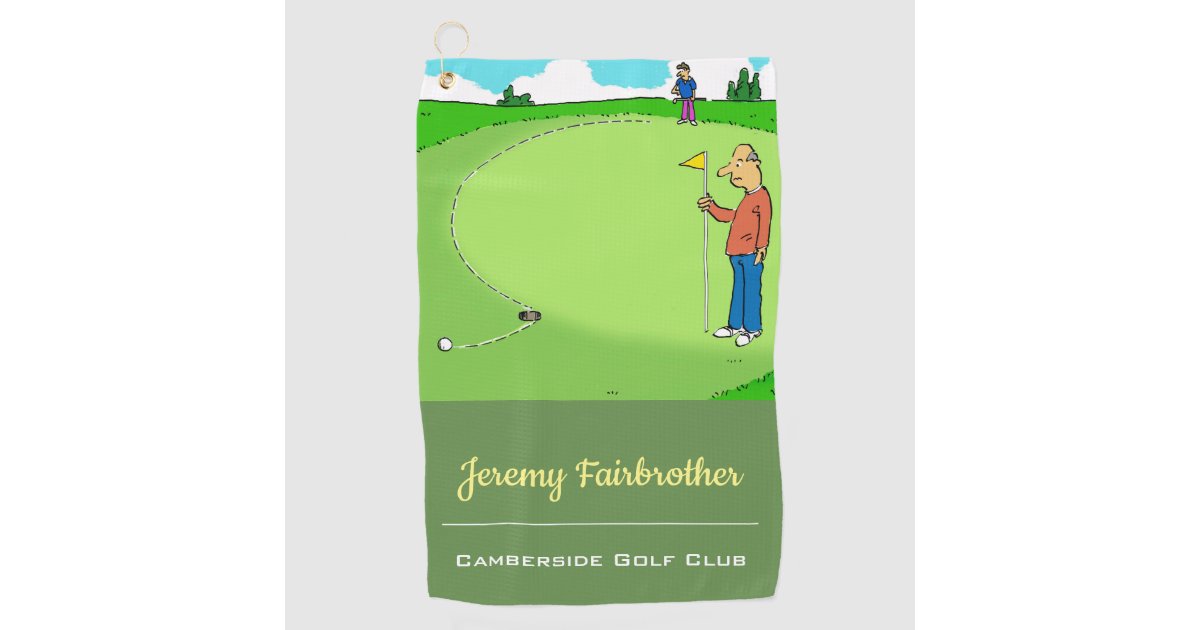 The Missed Putt Funny Golf Cartoon Golf Towel Zazzle Com