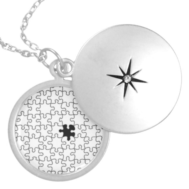 The Missing Puzzle Piece Background Template Silver Plated Necklace (Front)