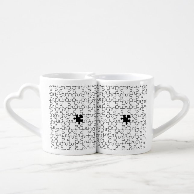 The Missing Puzzle Piece Pattern Coffee Mug Set (Back Nesting)