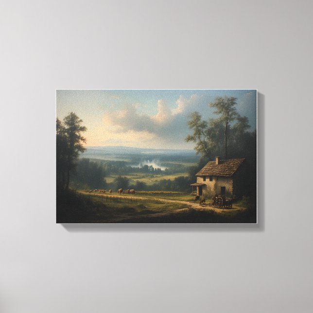 The Mist over the Morning Vineyard Canvas Print (Front)