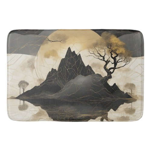 The Misty Mountain Black  Gold Bath Mat