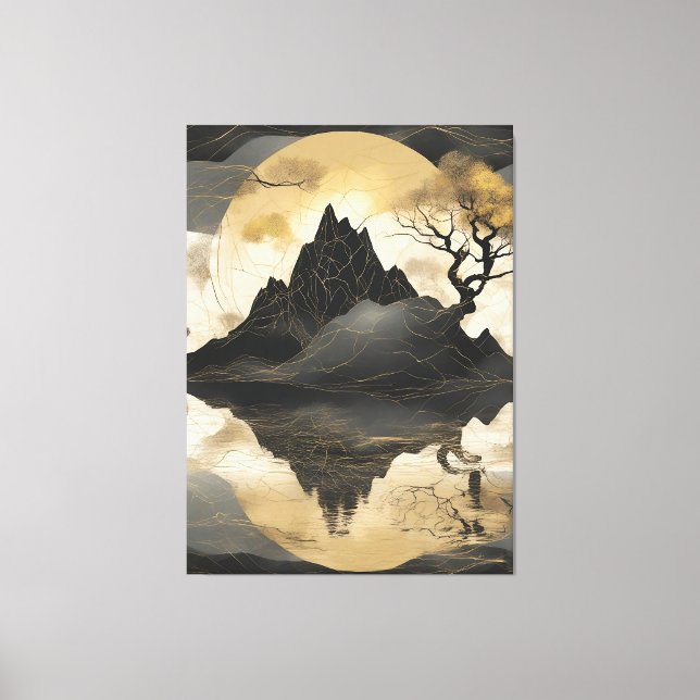The Misty Mountain Black & Gold Canvas Print (Front)