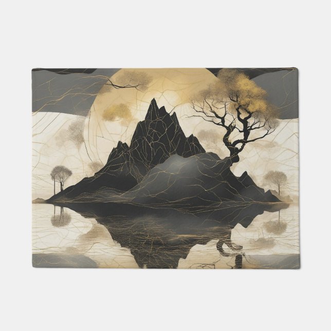 The Misty Mountain Black & Gold Doormat (Front)