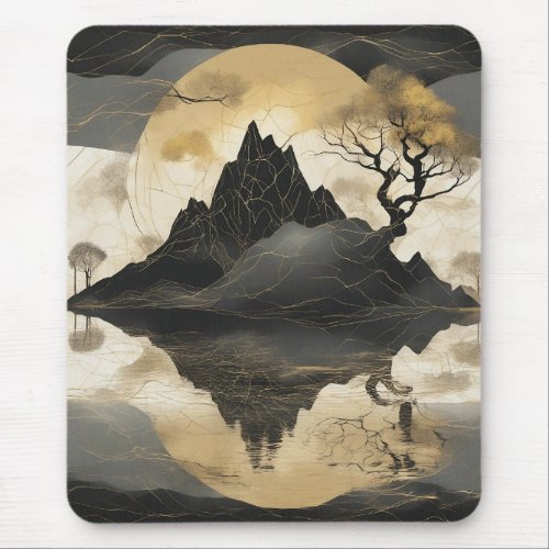 The Misty Mountain Black  Gold Mouse Pad