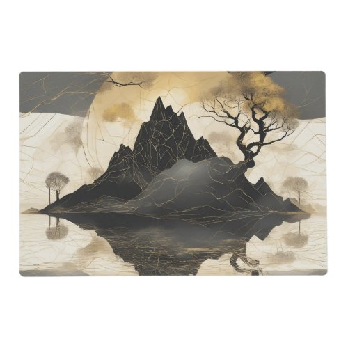 The Misty Mountain Black  Gold Placemat