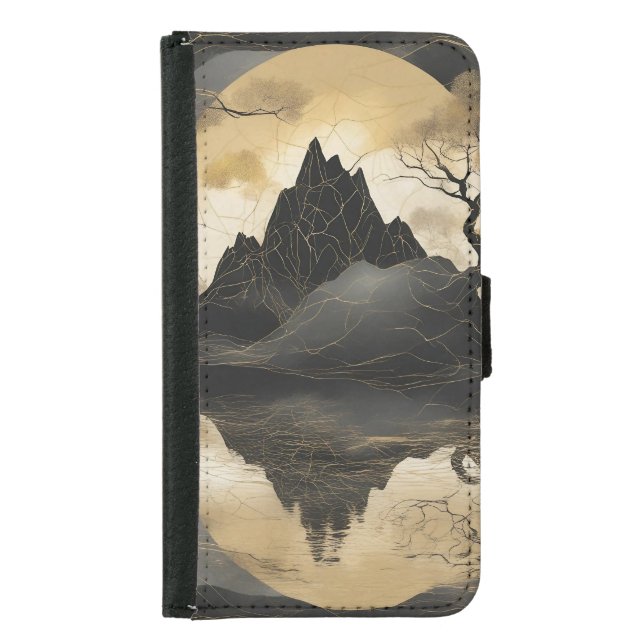 The Misty Mountain Black & Gold Samsung Galaxy Wallet Case (Front)