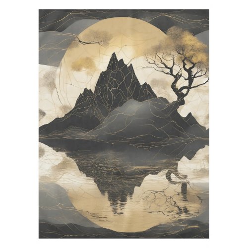 The Misty Mountain Black  Gold Tablecloth