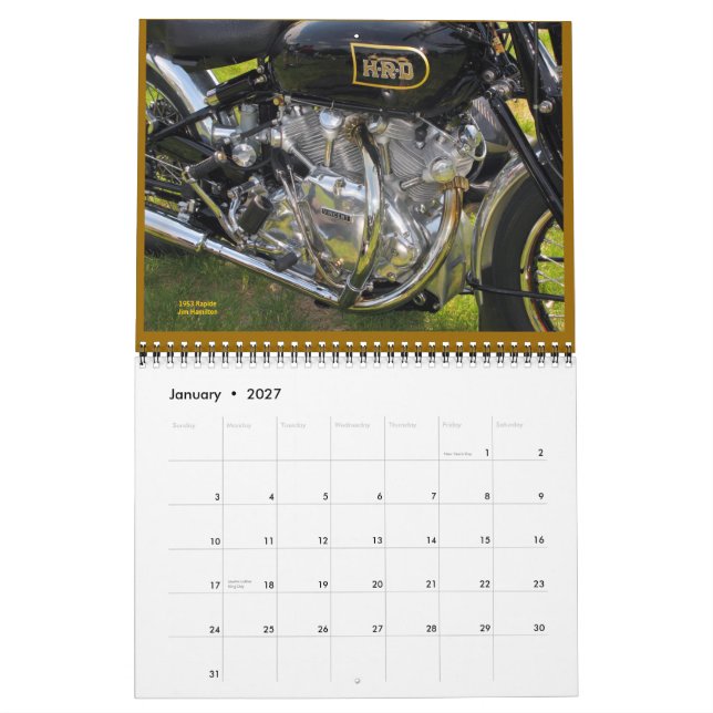 The Mk V Edition! Vincent Motorcycle Engine 2012   Calendar (Jan 2027)