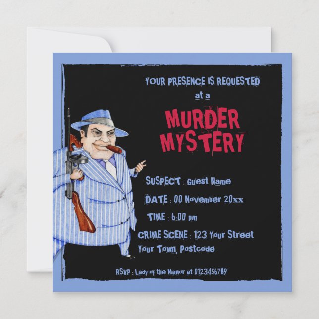 The Mob Boss black Murder Mystery Invitation (Front)