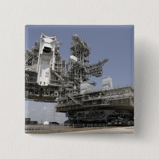 The mobile launcher platform is being moved pinback button (Front)