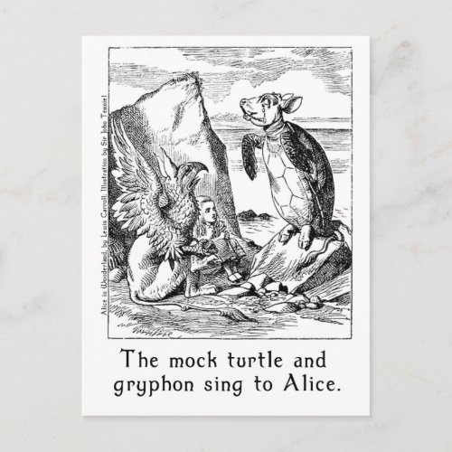 The Mock Turtle and Gryphon Sing to Alice Postcard