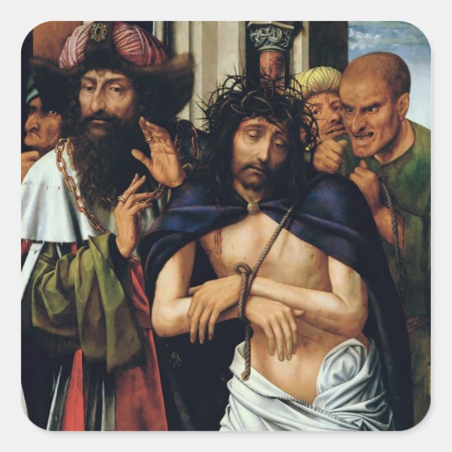 The Mocking of Christ (oil on panel) (see 165461 f Square Sticker (Front)