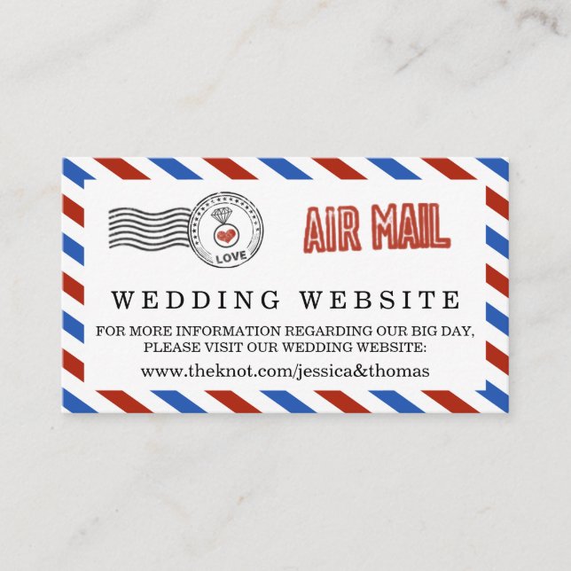 The Modern Airmail Wedding Collection Enclosure Card (Front)