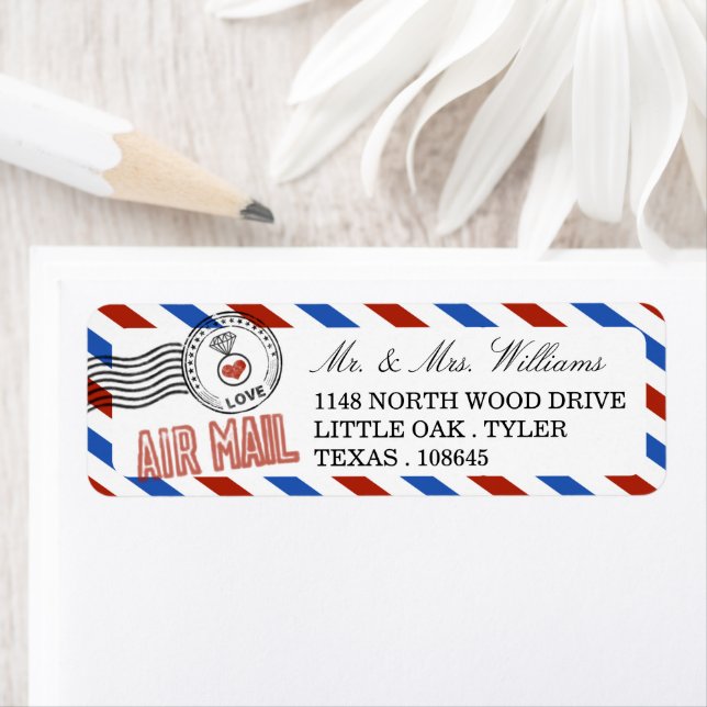 The Modern Airmail Wedding Collection Label (Insitu)
