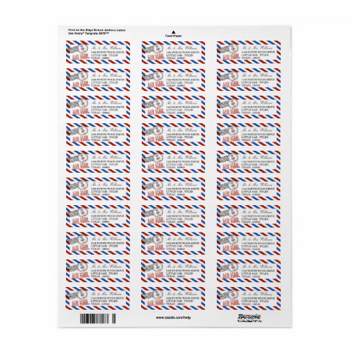 The Modern Airmail Wedding Collection Label | Zazzle