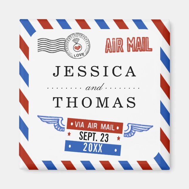 The Modern Airmail Wedding Collection Magnet (Front)