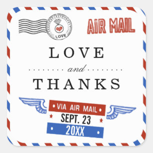The Modern Airmail Wedding Collection Square Sticker