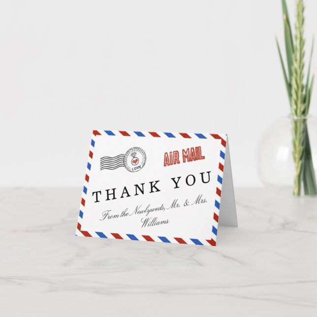 The Modern Airmail Wedding Collection Thank You Card (Front)