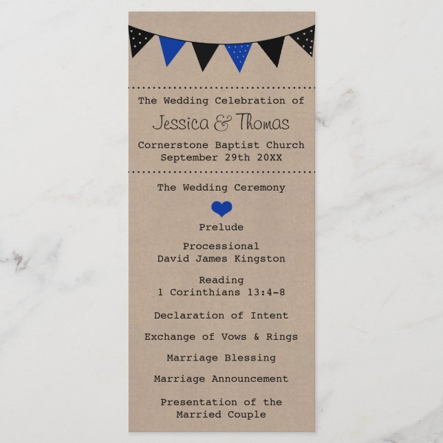 The Modern Blue Bunting Wedding Collection Program (Front)