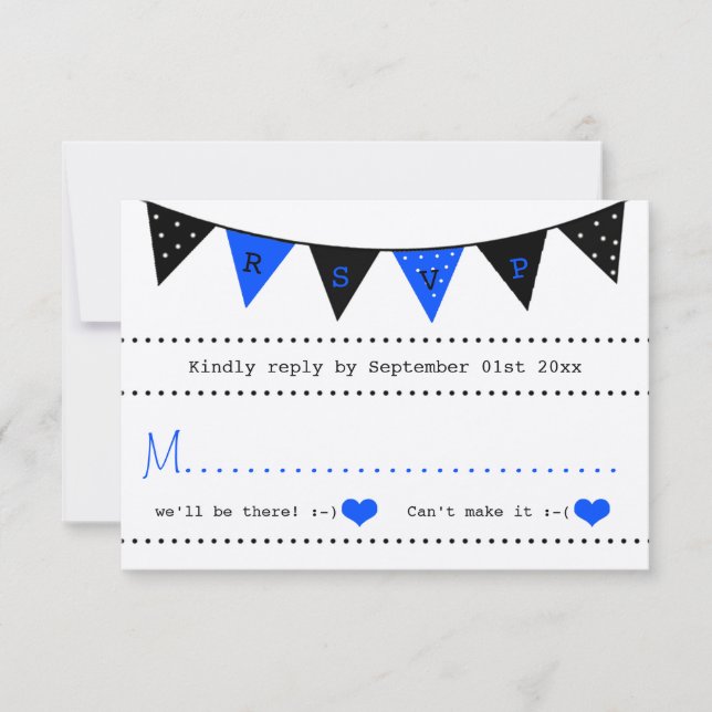 The Modern Blue Bunting Wedding Collection RSVP Card (Front)