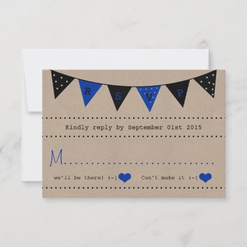 The Modern Blue Bunting Wedding Collection RSVP Card